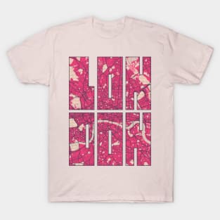 London, England City Map Typography - Blossom T-Shirt